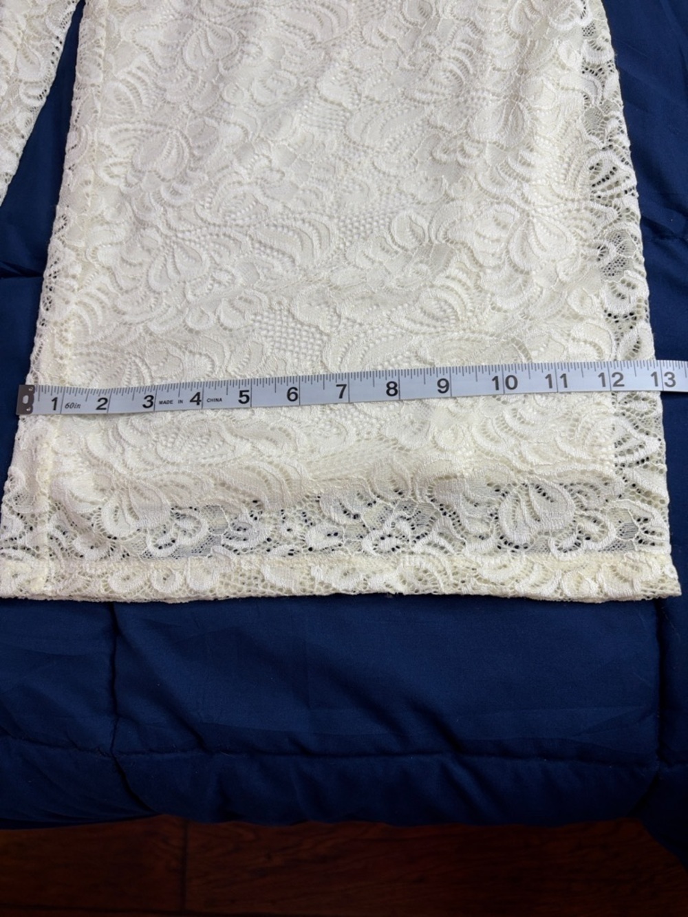 Cato Wide Leg Lace-Overlay Pants in Ivory - Picture 9 of 12